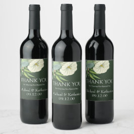 Etiqueta Para Botella De Vino Floral Blanca personalizado Y Verde Esmeralda Grac