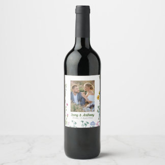 Etiqueta Para Botella De Vino Floral botánica Minimalista moderna