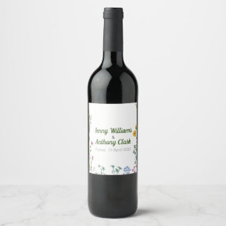 Etiqueta Para Botella De Vino Floral botánica Minimalista moderna