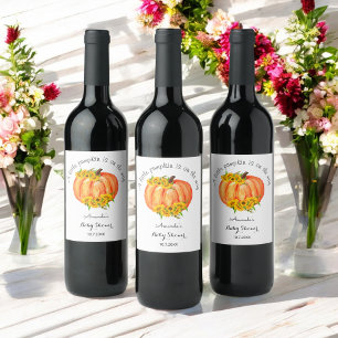 Etiqueta Para Botella De Vino Floral de calabaza de Naranja de Baby Shower