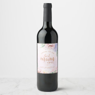 Etiqueta Para Botella De Vino Floral de color de agua pastel mejor etiqueta de v
