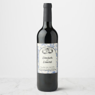 Etiqueta Para Botella De Vino Floral floral floral azul rica