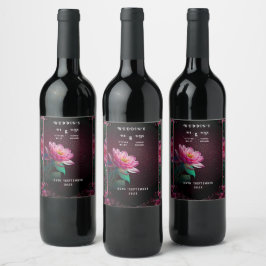 Etiqueta Para Botella De Vino Floral Lotus Boda Suite | Starry Night Romance