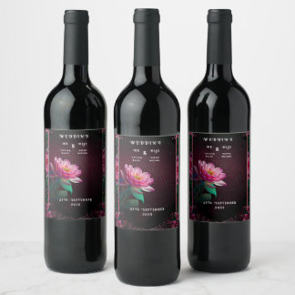 Etiqueta Para Botella De Vino Floral Lotus Boda Suite | Starry Night Romance