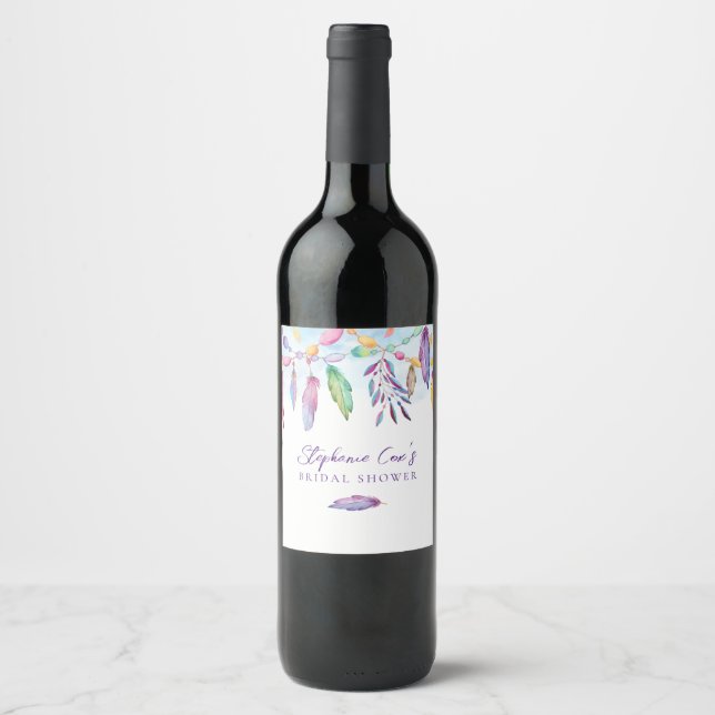 Etiqueta Para Botella De Vino Floral Moderna  (Anverso)