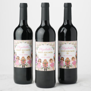 Etiqueta Para Botella De Vino Floral Nutcracker vacaciones de invierno Bebé Chi