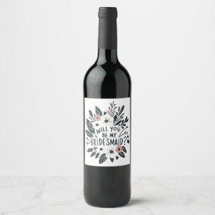 Etiqueta Para Botella De Vino Floral Serás Mi Etiqueta De Vino De La Novia