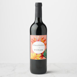 Etiqueta Para Botella De Vino Floral tropical