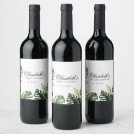 Etiqueta Para Botella De Vino Floral Tropical Colorido | Invitación de ducha de 