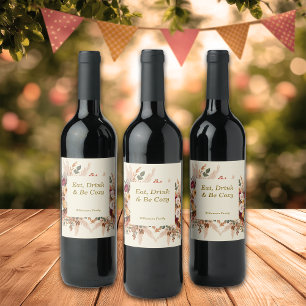 Etiqueta Para Botella De Vino Florales acogedores de otoño personalizan