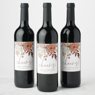 Etiqueta Para Botella De Vino Florales Rústicos Saludan A Boda Escritor Marrón