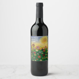 Etiqueta Para Botella De Vino Flores abstractas en el campo en verano