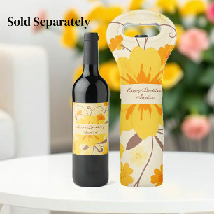 Etiqueta Para Botella De Vino Flores amarillas retro Sunshine floral