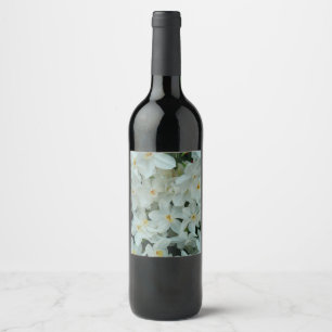 Etiqueta Para Botella De Vino Flores blancas de arcissus paperblancas