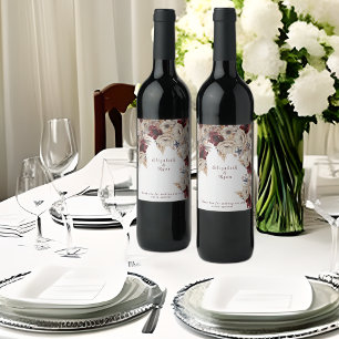 Etiqueta Para Botella De Vino Flores blancas de borgoña de vino boda