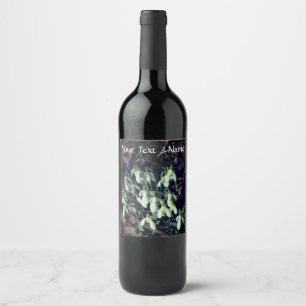 Etiqueta Para Botella De Vino Flores blancas de nieve de Personalizado de primav