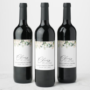 Etiqueta Para Botella De Vino Flores blancas, flores de crema, boho, ducha de no