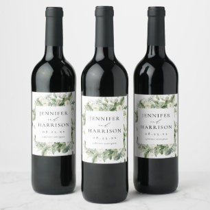 Etiqueta Para Botella De Vino Flores Blancas Lujuriantes y Personalización de Bo