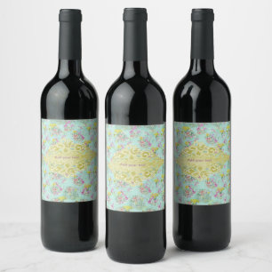 Etiqueta Para Botella De Vino Flores clásicas Retro Meadow