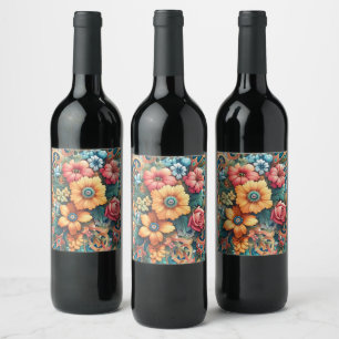 Etiqueta Para Botella De Vino Flores de bonito