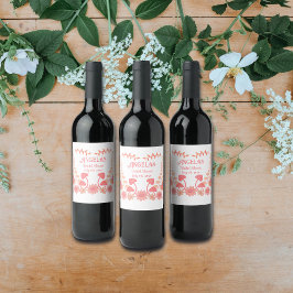 Etiqueta Para Botella De Vino Flores de champiñón Tribu de novias Bachelorette P