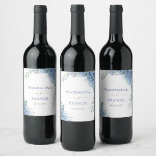 Etiqueta Para Botella De Vino Flores de Hydrangea BODA