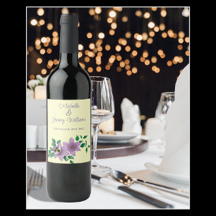 Etiqueta Para Botella De Vino Flores de lavanda de abedul amarillo