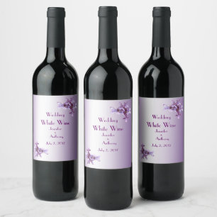 Etiqueta Para Botella De Vino Flores de Lilac floral Etiqueta de vino Boda