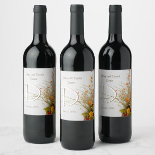 Etiqueta Para Botella De Vino Flores de madera blanca Boda Vinos