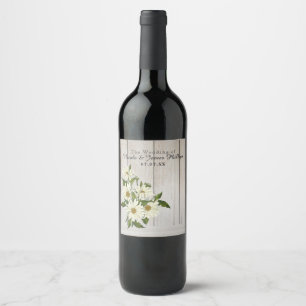 Etiqueta Para Botella De Vino Flores de margarita Floral campestre y vino de mad