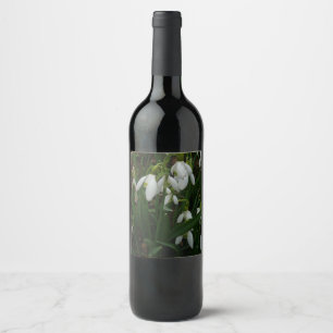 Etiqueta Para Botella De Vino Flores de Primavera Blanca (Galanthus)