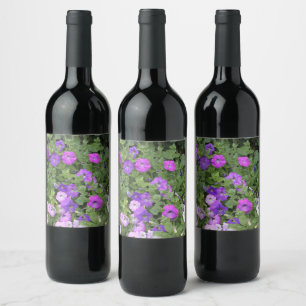 Etiqueta Para Botella De Vino Flores de primavera Purple Garden Petunia Foto Flo