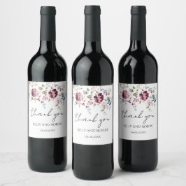 Etiqueta Para Botella De Vino Flores Delicadas Gracias Boda
