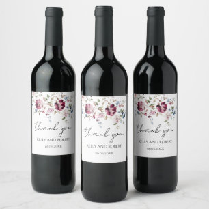 Etiqueta Para Botella De Vino Flores Delicadas Gracias Boda