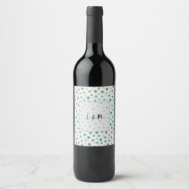 Etiqueta Para Botella De Vino Flores diminutas modernas azules