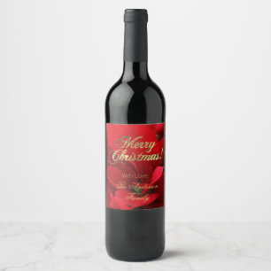 Etiqueta Para Botella De Vino Flores florales del navidad del Poinsettia rojo