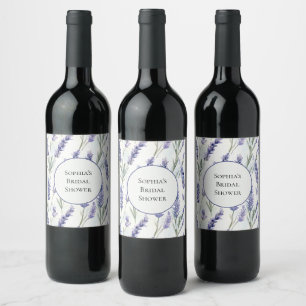 Etiqueta Para Botella De Vino Flores Lilas Moradas Románticas Lindas