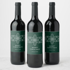 Etiqueta Para Botella De Vino Flores minimalistas de Feliz Navidad