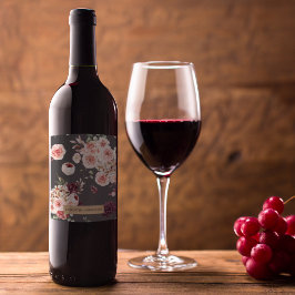 Etiqueta Para Botella De Vino Flores pasteles modernas y regalo personalizado de