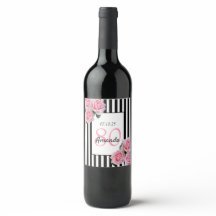 Flores rosas rayas blancas negras cumpleaños 80