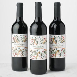 Etiqueta Para Botella De Vino Flores silvestres brillantes Elegante Inespiritivi