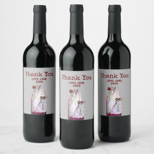 Etiqueta Para Botella De Vino Flores silvestres de acuarela caprichosas en un ja