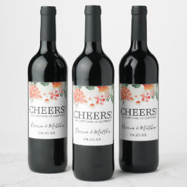Etiqueta Para Botella De Vino Flores silvestres de acuarela moderna Vino floral 