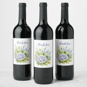 Etiqueta Para Botella De Vino Flores silvestres de lavadora acuarela
