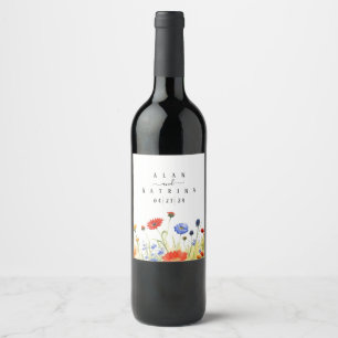 Etiqueta Para Botella De Vino Flores silvestres de primavera