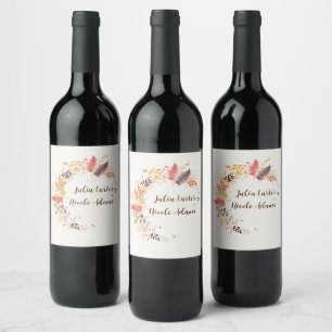 Etiqueta Para Botella De Vino Flores silvestres del bosque helechos hongos folla