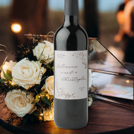 Etiqueta Para Botella De Vino Flores silvestres rústicas elegantes escritura pla