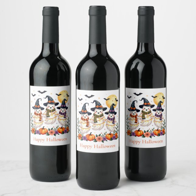 Etiqueta Para Botella De Vino Flowers lindo Bats Bats Halloween (Botellas)