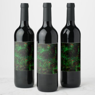 Etiqueta Para Botella De Vino Fluctuación de puntos oscuros en verde llamativo y