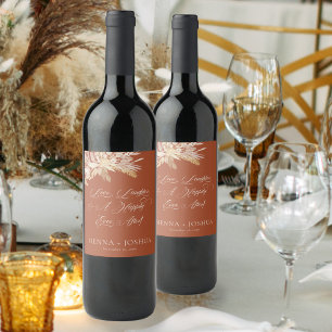 Etiqueta Para Botella De Vino Foliage Duet Terracotta Boda Botánico Tostada